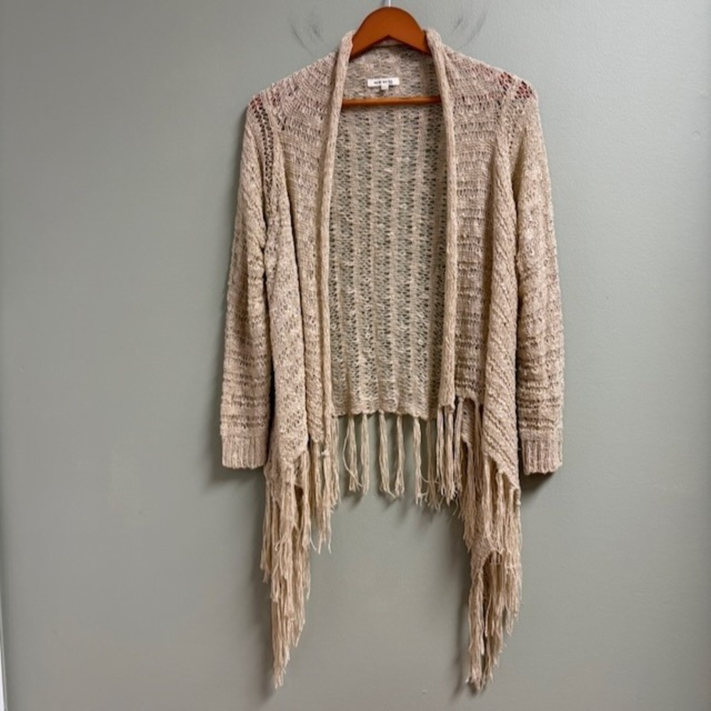 Women Crochet Cardigan Duster Size M/L Tassel Festival Boho Hippie Cottage Fairy